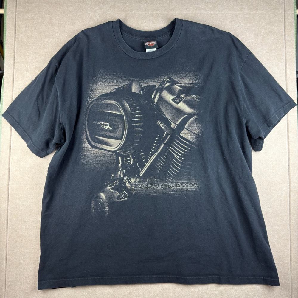 Harley-Davidson Shirt Men‎ 3XL Black Screamin Eagle Engine Heavy Cotton USA Made